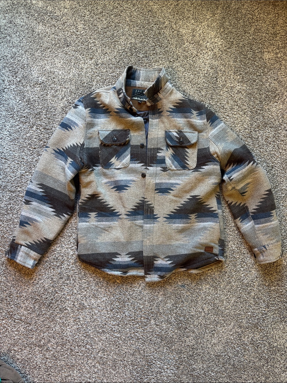 Jachs Men's Aztec Zip-Up Sweater Jacket - Gray & Blue